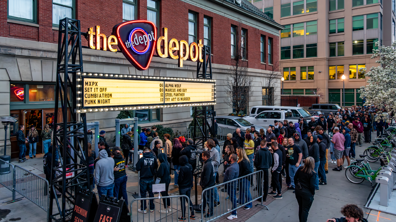 People line up at the Depot