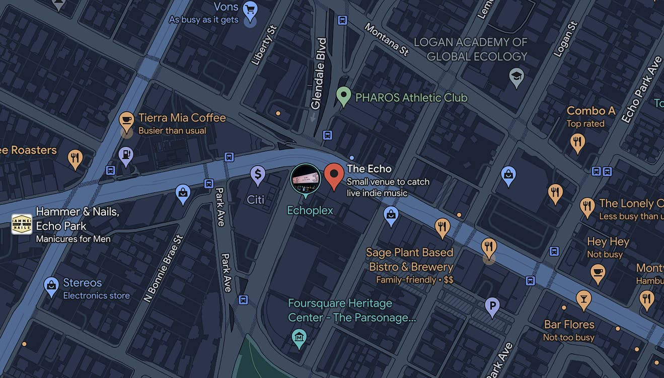 A map with directions to The Echo