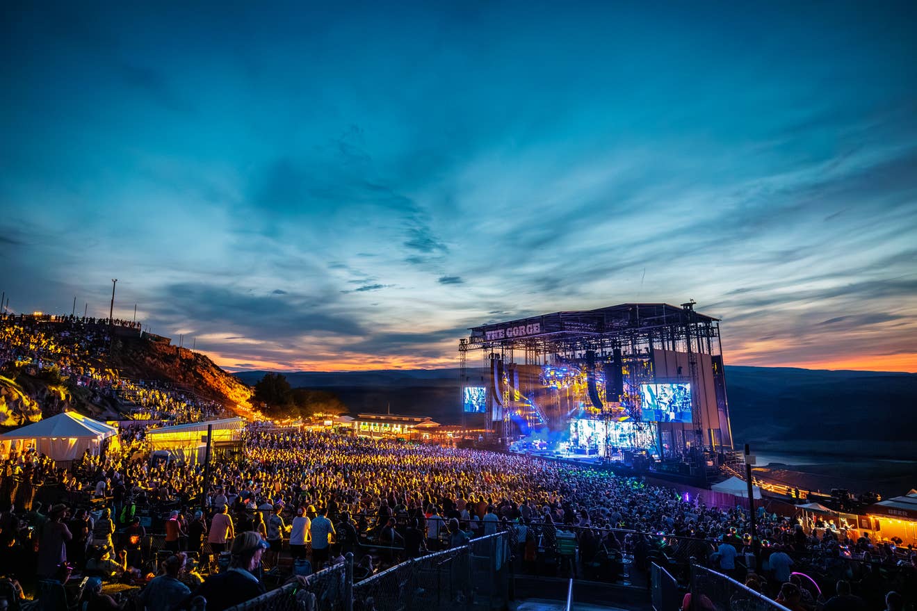 A crowd enjoying a live performance at The Gorge